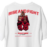 Camiseta T-Shirt Oversized Conforto Beast Mode Collab Popó Rise And Fight Branca